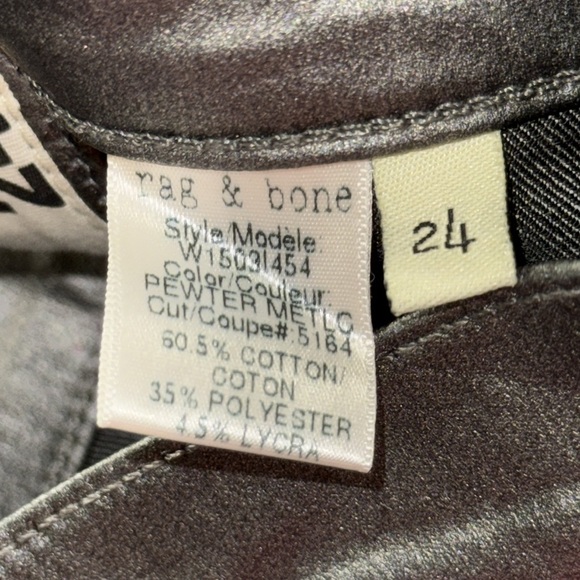 Rag & Bone Leggings Skinny Jeans Pewter Metallic - Picture 9 of 12